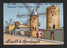 Poster Stempel Lindt Sprüngli Nr. 488 : Mallorca, ALTE WINDMÜHLEN (1927)