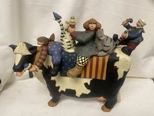 Williraye Studio WW1314 Blue Moon Express Cow Statue 2664/5000 Large 13" Tall