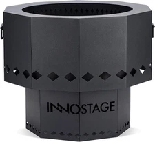 21" Smokeless Fire Pit Patented with Portable Carrying Storage Bag L, Black 