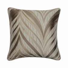 Beige Decorative Throw Pillow Cover, 16"x16" Silk Cushion - Chevron Folds