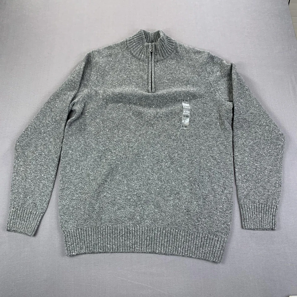 Suéter Sonoma Goods For Life Para Hombres XLT Alto Tejido Gris Brezo Cuarto Cremallera Pullover Foto 2 de 4