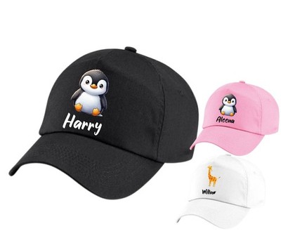 Baseballmütze personalisiert, Design mit Namen und mehreren Tieren, Unisex Geschenk Kappe