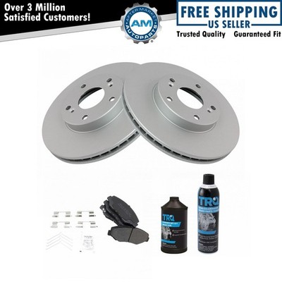 Front Metallic Brake Pad & Coated Rotor s Kit w/Fluids for Honda Accord