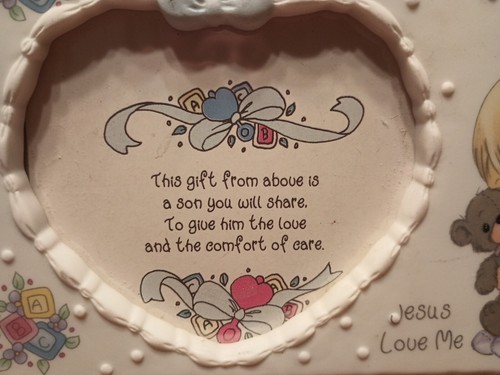 Vtg Precious Moments Baby Boy Jesus Love Me Photo Picture Frame 6" X 5" - Picture 2 of 9