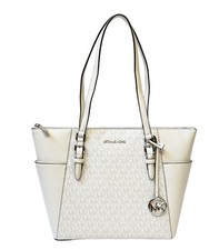 MICHAEL KORS CHARLOTTE TOP ZIP SHOULDER TOTE BAG HANDBAG MK OPTIC WHITE