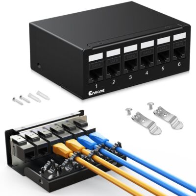 6Port Patch Panel CAT6 Keystone Patch Panel Shielded Network Patch Patch with...