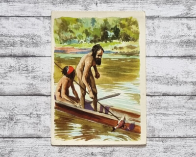 Eingeborener Einbaum Fischfang Sanella Bild 45 Sammelwerk Australien Reklame alt