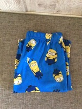 Blue Minions Pajama Shorts Blue Yellow Youth Size Small