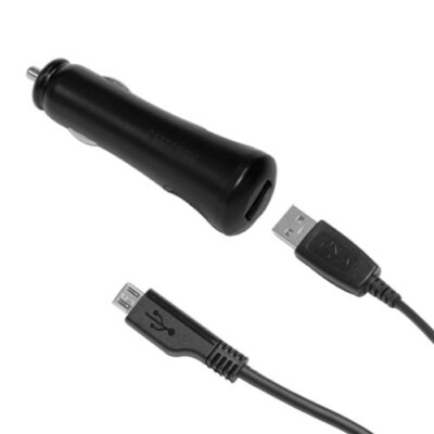 Caricabatterie Auto Con Presa DC E Cavo Micro USB – Nero, Per Cellulari Alcatel E Altri