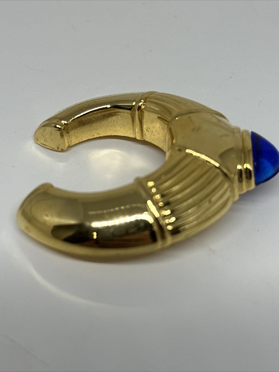 Boucheron Parfums ゴールド メタル ピン ヴィンテージ Vtg Boucheron Parfum Gold Tone Blue Lucite Top Bottle Shaped