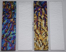 1" x 4"-2 BLACK IRIDIZED TEXTURED GRANITE 2 CLEAR BULLSEYE 3mm GLASS 90 COE