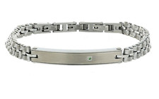 URANIA - BRACCIALE IN ACCIAIO CM 22 CON 1 SMERALDO SI 1MM CT 0,008