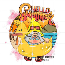 Sublimation Print Gnome Hello Summer Ready to Press Heat Transfer