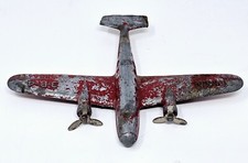 Hubley Kiddie Toy U.S. Navy Aircraft Carrier 3-B-4 Airplane Plane Red Propellers
