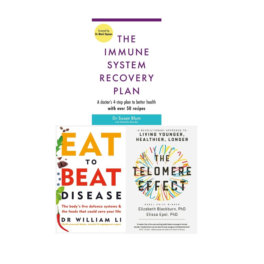 Eat to Beat Disease,Telomere Effect,The Immune System 3 Books COllection Set NEW