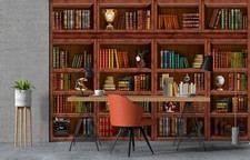 3D Bookshelf Books B5357 Wallpaper Wall Mural Removable Self-adhesive Amy
