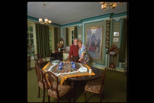 Agony aunt Claire Rayner at home with her husband Desmond 1991 Old Photo 1