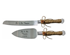 Personalized Engraved Wedding Cake Knife Server Set, Wedding Table Decor