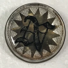 Vintage Horse Bridle Rosette Letter N Round Glass Foil Brass