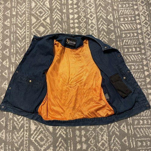Xelement Motorcycle Vest Mens M Blue Denim Snap Moose Riders Biker Distressed - Picture 7 of 18
