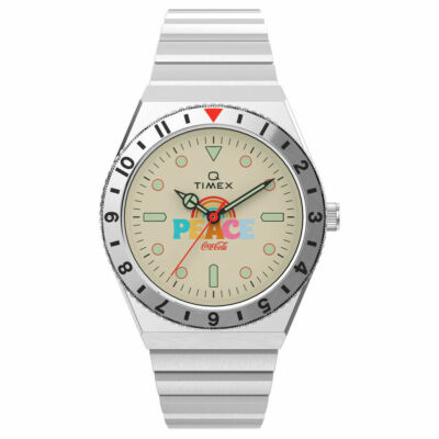 TIMEX Q×コカ・コーラ　コラボウォッチ　クォーツ　ビンテージテイスト TIMEX》TIMEX×Coca-Cola Q TIMEX コカ・コーラコラボレーション