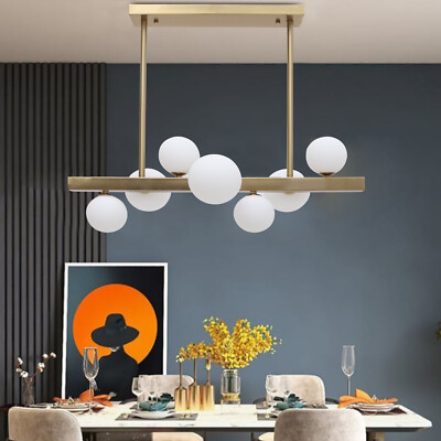 Modern 7-Light Linear Bubble Chandelier Glass Ball Ceiling Pendant Lamp Fixture