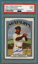 2021 Topps Heritage Jazz Chisholm RC Real One Autograph #AGI PSA 9! Marlins!