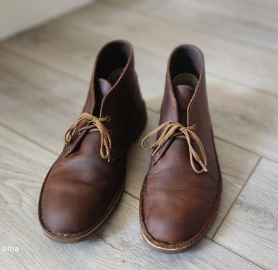 Clarks Chukka Boots Mens Size 10 M Brown Leather Lace Up  display picture 2