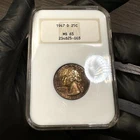 MS65 1947-D 25C Washington Silver Quarter, NGC- Old Fatty Holder, Toned