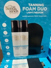2x Bondi Sands Self-Tanning Foaming Duo Set Lotion Milk Light/Medium 6.76oz Mitt