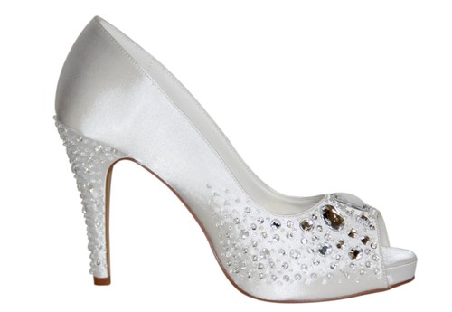 HBH Brautschuhe aus Satin, mit Strass-und Schmucksteinverzierung,10cm Absatz - Bild 6 von 13