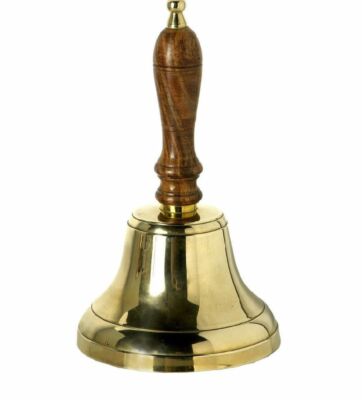 Massiv Messing Holzgriff Schule Abendessen große Handglocke Handglocke 24 cm Rezeption