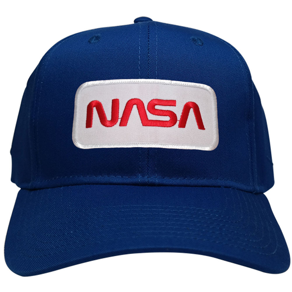 Armycrew NASA Worm Logo Trucker Hat - Red Text Patch, Oversized XXL, Navy/Khaki