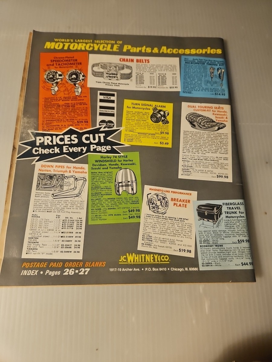 Vintage 1978 May, JC Whitney Motorcycle Catalog Accessories