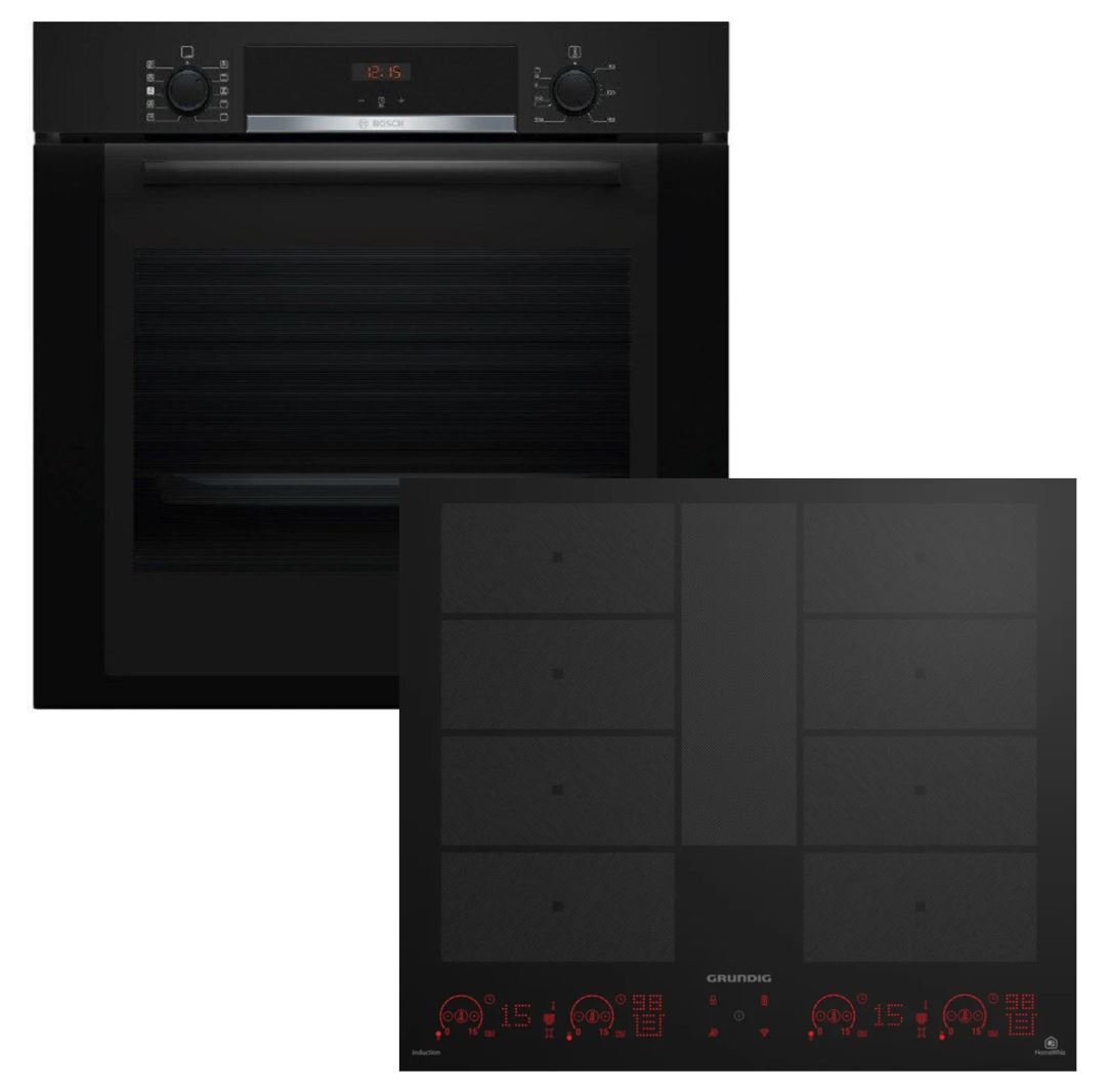 Herdset Bosch Backofen Dampf Herd + Grundig Flex Indukt…