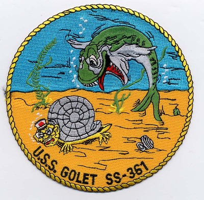 USS Golet SS 361 - Fish with Japanese Snail - Submarine - BC Patch Cat No B577