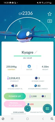 Pokemon Go Legendary Kyogre ( Normal )