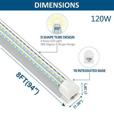 2FT 4FT 5FT 6FT 8FT LED Shop Light Fixture T8 LED Tube Lights 14W~120W LED Bulbs