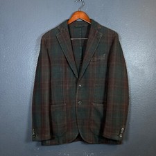 L.B.M. 1911 48J men  s green/red garment dyed limited edition sport blazer flax