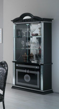 NEW VENUS ITALIAN BLACK/SILVER ITALIAN HIGH GLOSS 2 DOOR DISPLAY CABINE BEN COMP