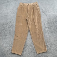 Vintage Lands End Women's Beige Corduroy Pleated Chino Pants in Size 10