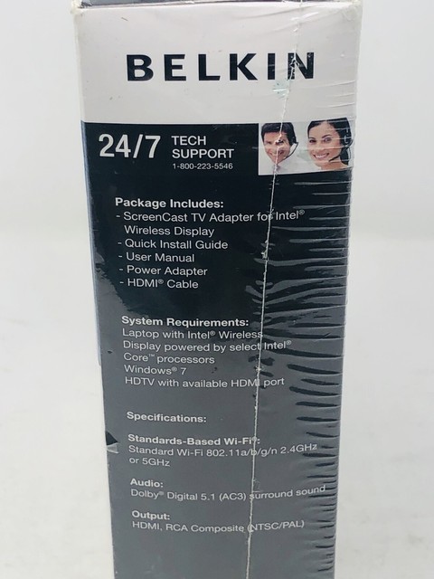 Adaptateur Belkin ScreenCast TV Pour Affichage Sans Fil Intel – F7D4501, NEUF