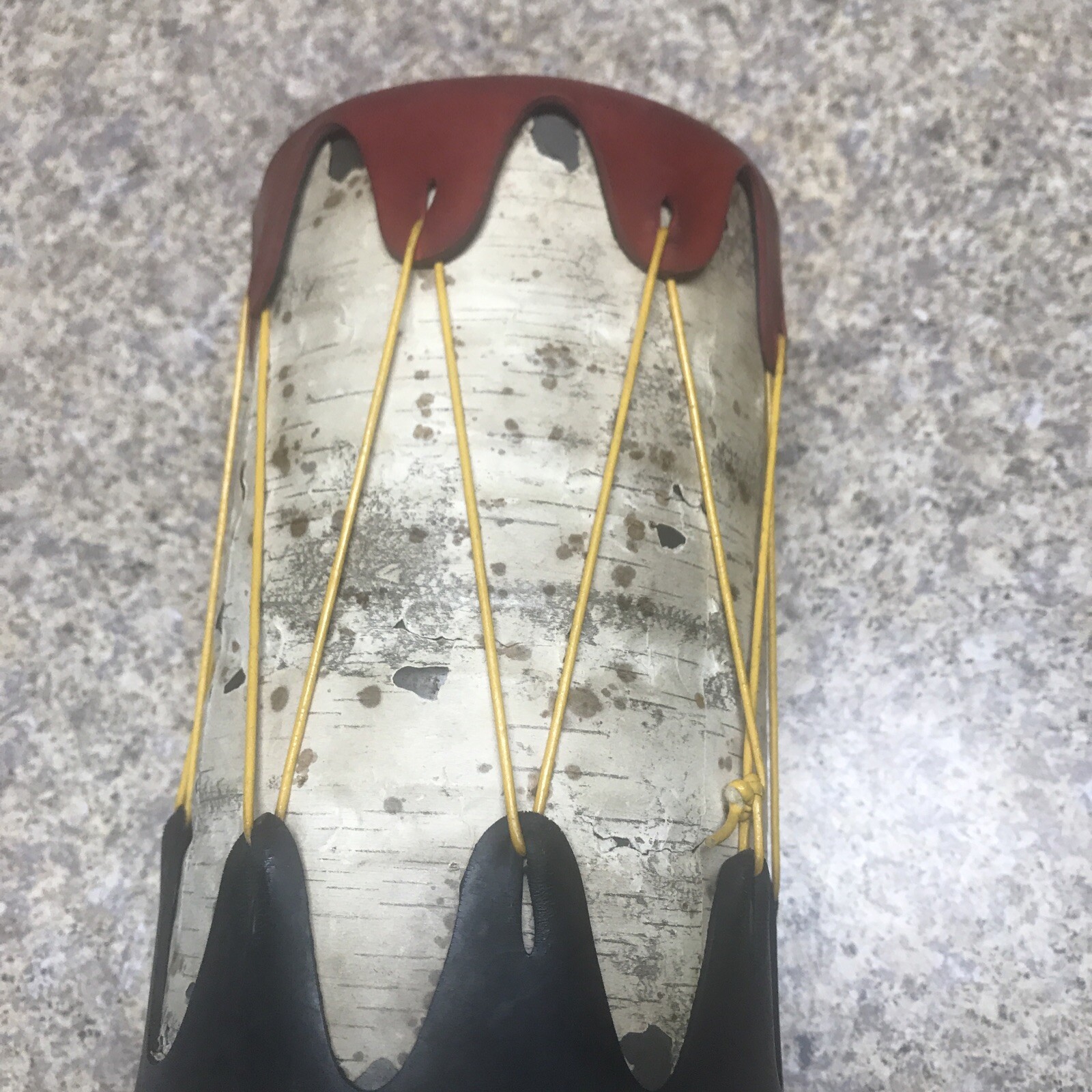 Vtg American Native Indian TomTom Toy Drum Faux Birch Red Black Niagara