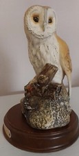 Royal Doulton - Barn Owl with Wooden Plinth 1989 DA137, Undamaged Condition
