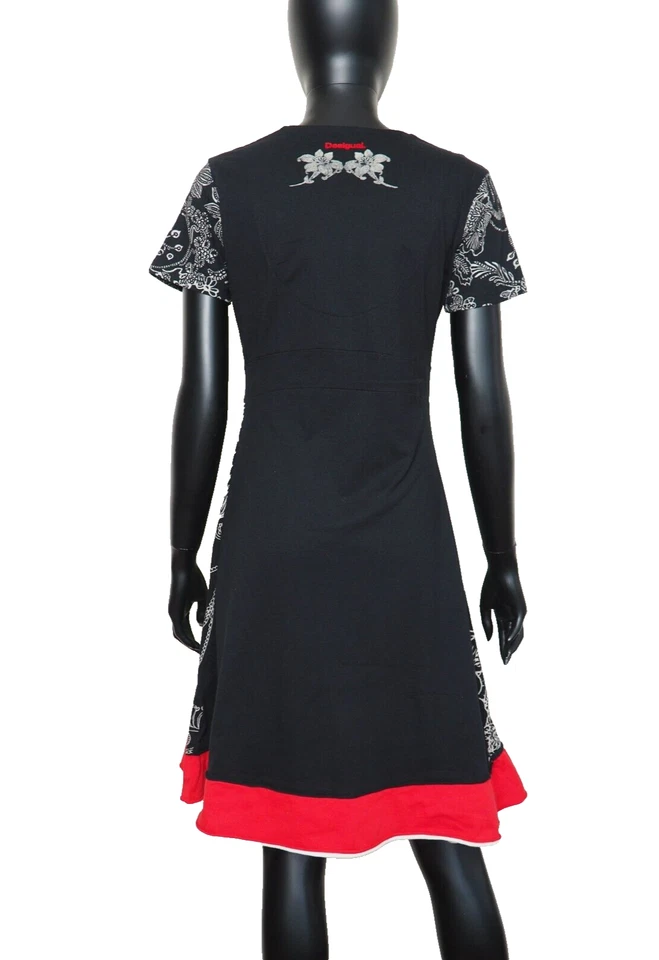 DESIGUAL 26V2813 Kleid Kurzarm tiefer V-Ausschnitt A-Linie knielang NOAH Größe L - Bild 4 von 4