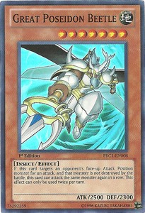 Great Poseidon Beetle - PRC1-EN008 - Super Rare - 1st Edition x3 - Lightly Playe