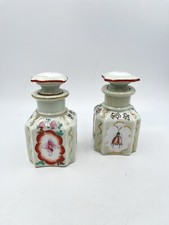 Porcelain Perfume Bottle from Paris with Flower Decorations Enhanced in Gold