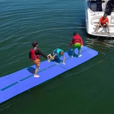 Nautica “Vault” Inflatable Floating Mat, Slide, Raft 20’×40” | w/ Elect Pump