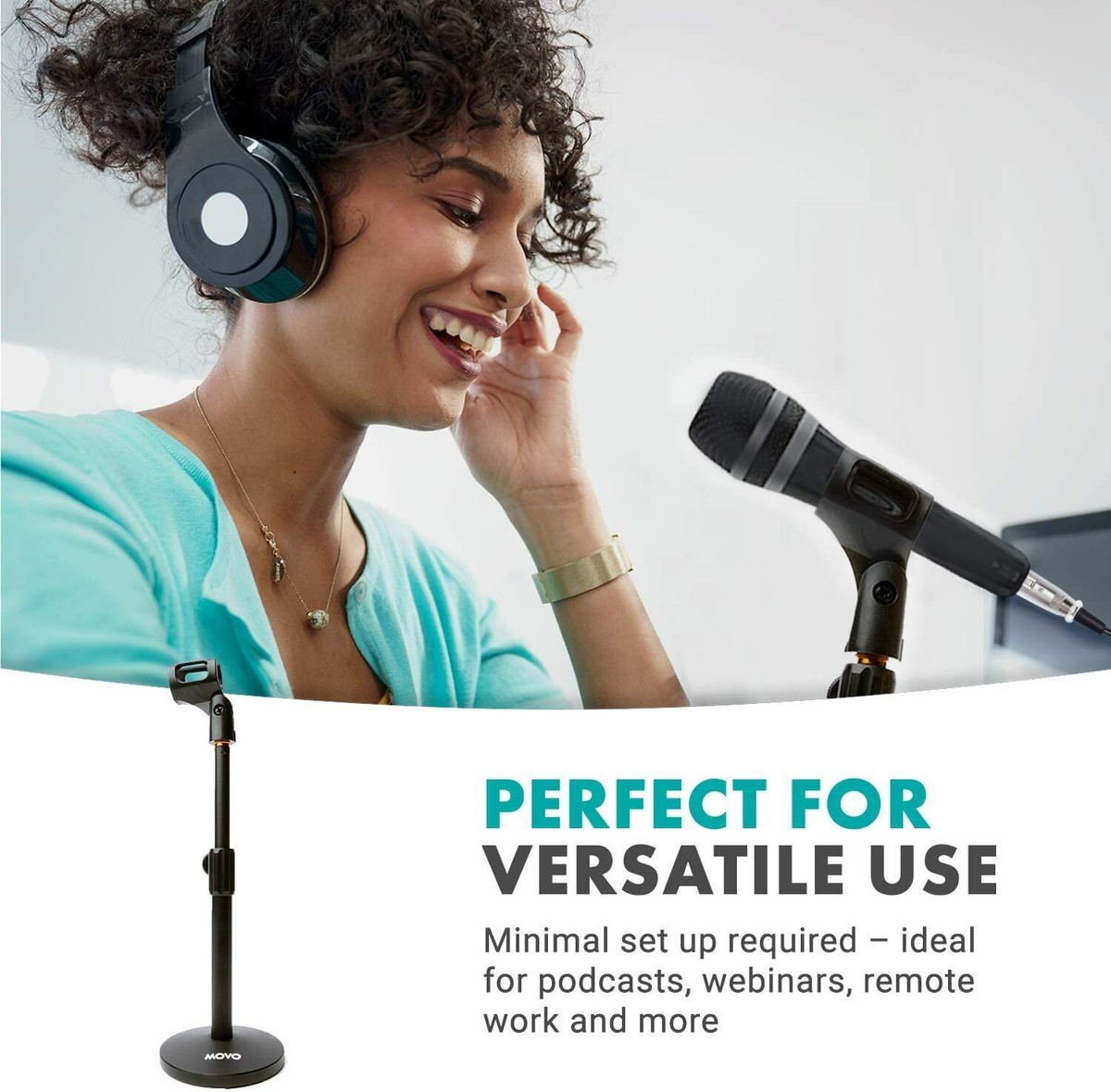 Movo TMC-3 Weighted Tabletop Microphone Stand – 3/8 & 5/8 Threads