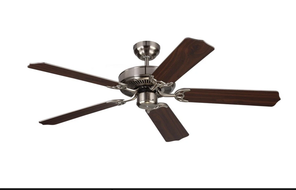 Monte Carlo 5HM52BSN Homeowner Max 52" Brushed Steel w Walnut Blades Ceiling Fan - Image 2 of 4